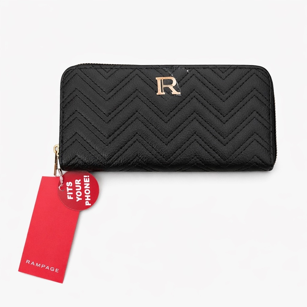 NWT Rampage Black Chevron quilted Women's Wallet (still has plastic in front R)